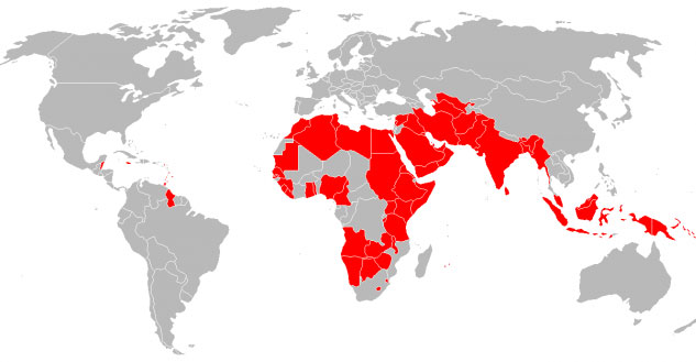 Countries with anti-homosexuality laws.