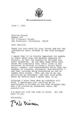 Pres. Clinton's letter